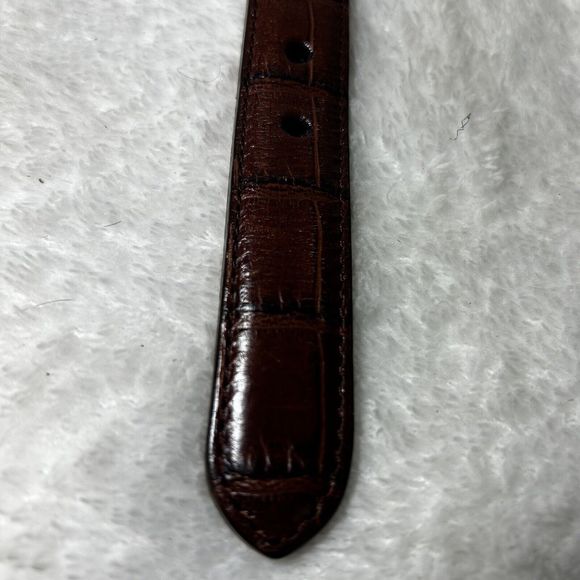 Vintage 1996 Brighton Brown Embossed Leather Belt Sz S Silver Metal Edges Buckle - Picture 10 of 15